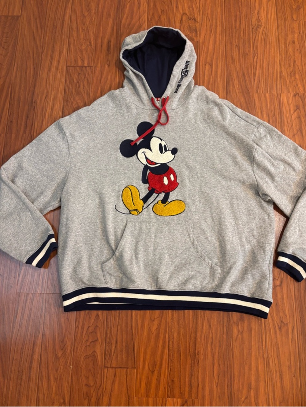 Disney Hoodie Classic Mickey Mouse Disney World Embroidery Mens XXL Gray